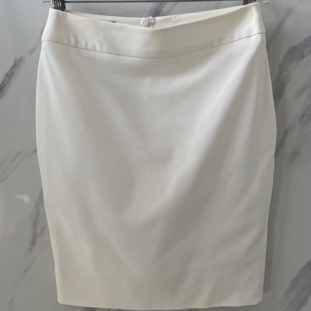 Escada White Pencil Skirt; 34, 2, 4